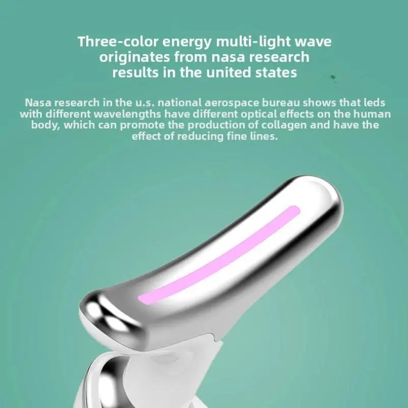 Rechargeable Dolphin Facial & Neck Massager - 3-Color LED Light Therapy, Heated EMS Microcurrent Facial Beauty Instrument for Skin Tightening, Wrinkle Reduction, Acne & Pimple Care, Abs Stimulation Support