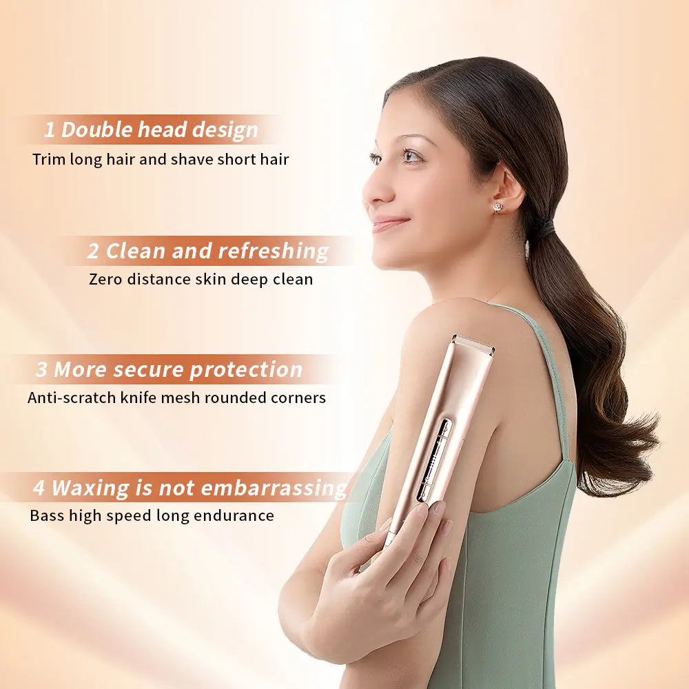 Lady Bikini Razor - New Dual-Head Rechargeable Electric Razor for Shaving, Professional Painless Electric Razor with IPX7 Water Resistance, Body Hair Trimmer and Dual-Purpose Dry-Wet Facial Hair Remover