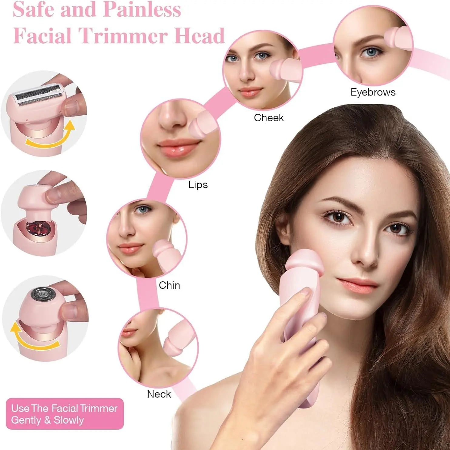Electric Shaver, Women'S Shaver, LED Display Bikini Trimmer, Electric Shaver and Razor Rechargeable, Waterproof IPX7 2-In-1 Body and Facial Epilator, Body Hair Trimmer