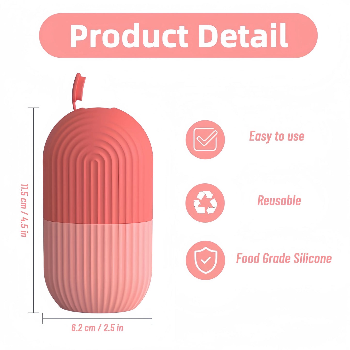 Ice Face Roller, 1 Count Reusable Silicone Ice Face Cube Massager, Facial Beauty Roller Skincare Tool for Facial Care, Facial Cleansing Instrument