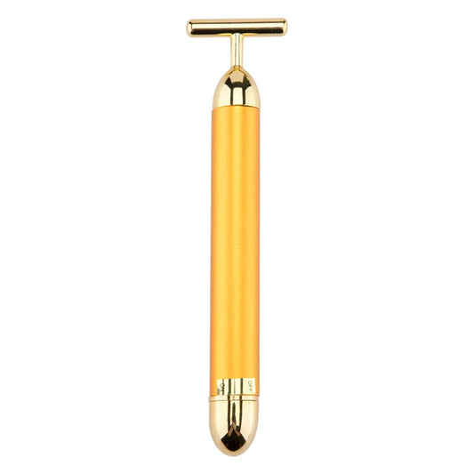 24K Gold Face Lift Bar Roller Vibration Slimming Massager Facial Stick Facial Beauty Skin Care T Shaped Vibrating Tool