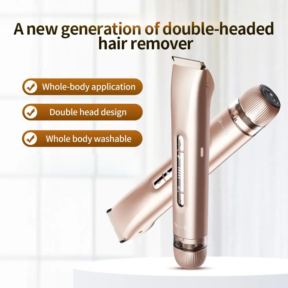 Lady Bikini Razor - New Dual-Head Rechargeable Electric Razor for Shaving, Professional Painless Electric Razor with IPX7 Water Resistance, Body Hair Trimmer and Dual-Purpose Dry-Wet Facial Hair Remover