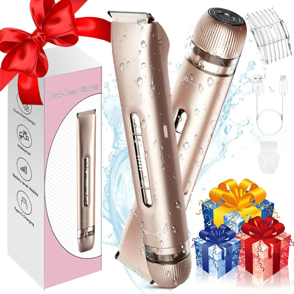 Lady Bikini Razor - New Dual-Head Rechargeable Electric Razor for Shaving, Professional Painless Electric Razor with IPX7 Water Resistance, Body Hair Trimmer and Dual-Purpose Dry-Wet Facial Hair Remover