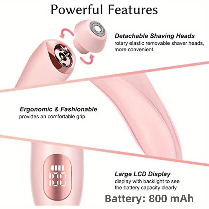 Electric Shaver, Women'S Shaver, LED Display Bikini Trimmer, Electric Shaver and Razor Rechargeable, Waterproof IPX7 2-In-1 Body and Facial Epilator, Body Hair Trimmer