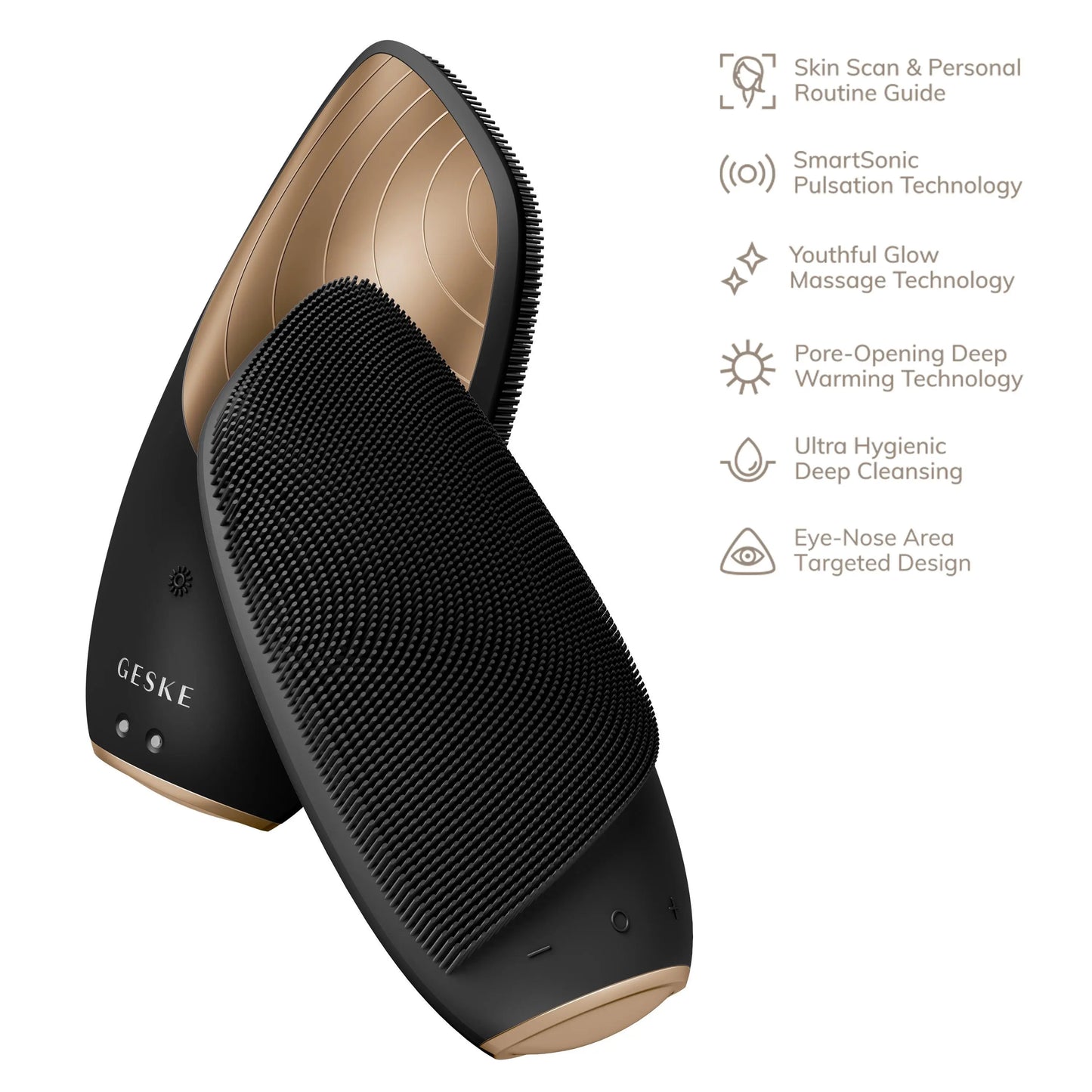 GESKE Smartappguided™ Sonic Thermo Facial Brush | 6 in 1 | Skin Cleansing | Cleansing Brush with Thermal Function | Facial Massager | Electric Facial Brush | Facial Cleansing Device