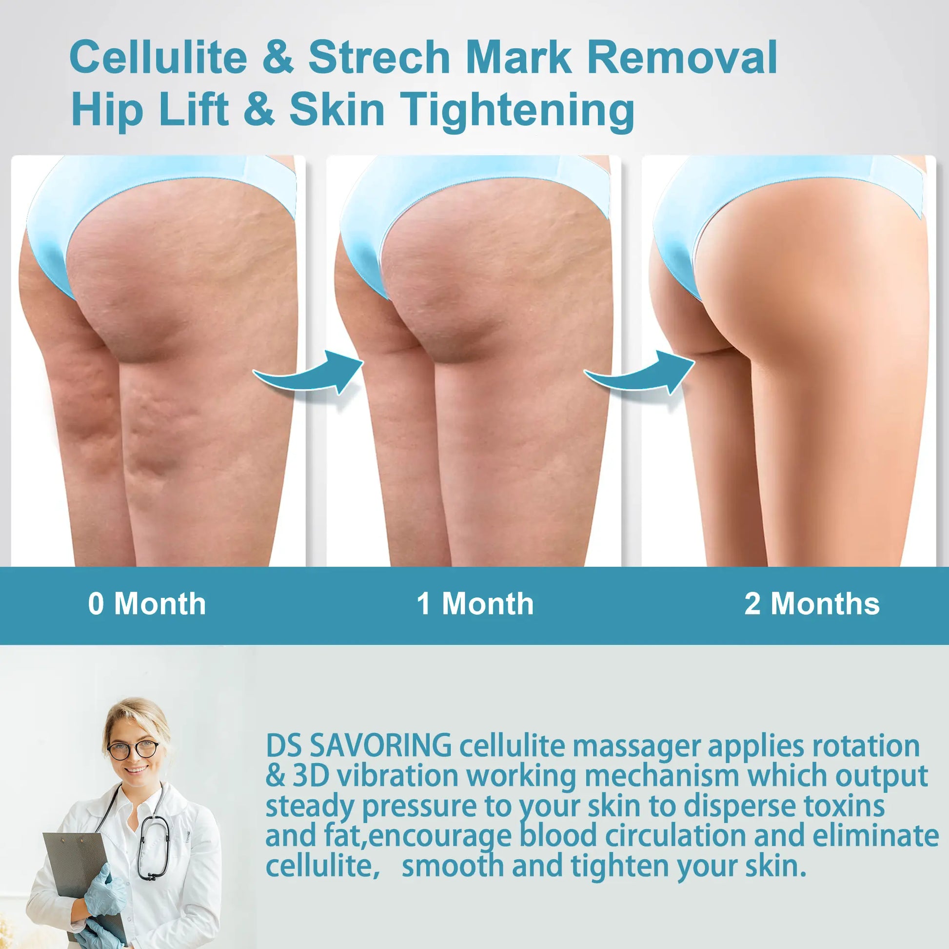 DS SAVORING Body Sculpting Machine, Handheld Cellulite Massager, Body Shaper for Women, Lymphatic Drainage Massage for Stomach Belly Thighs Arm Butts with 8 Massage Heads Attachment 2 Mesh Covers Comfort