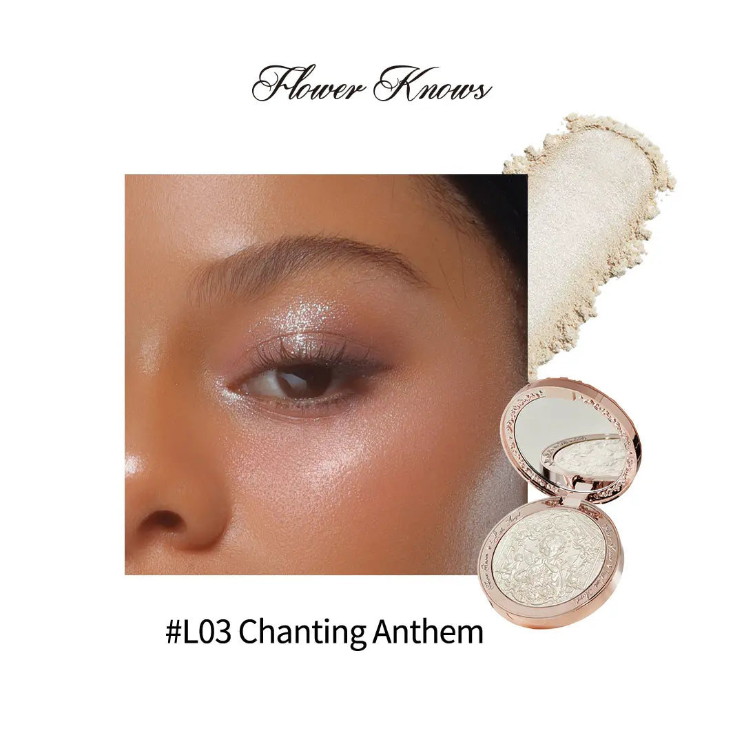 Flower Knows Little Angel Collection Embossed Highlighter for Adults - Shimmer, Silky, Long-Lasting, Dewy Radiance, Natural Glow, Touch-Up Makeup Cosmetic