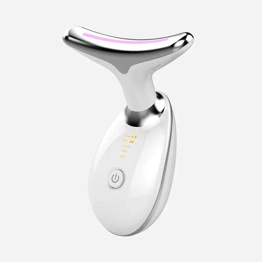 Rechargeable Dolphin Facial & Neck Massager - 3-Color LED Light Therapy, Heated EMS Microcurrent Facial Beauty Instrument for Skin Tightening, Wrinkle Reduction, Acne & Pimple Care, Abs Stimulation Support