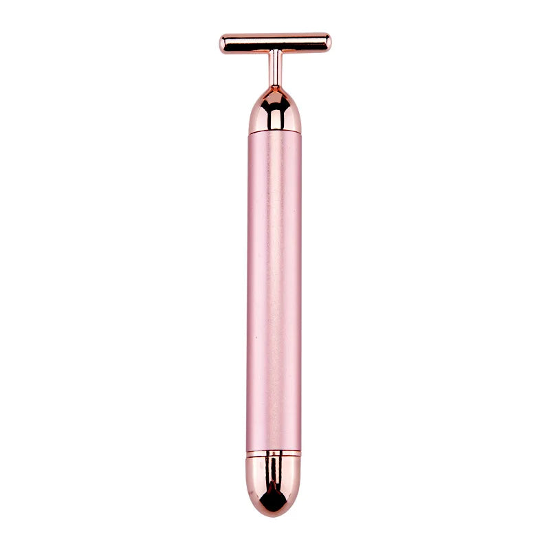 24K Gold Face Lift Bar Roller Vibration Slimming Massager Facial Stick Facial Beauty Skin Care T Shaped Vibrating Tool