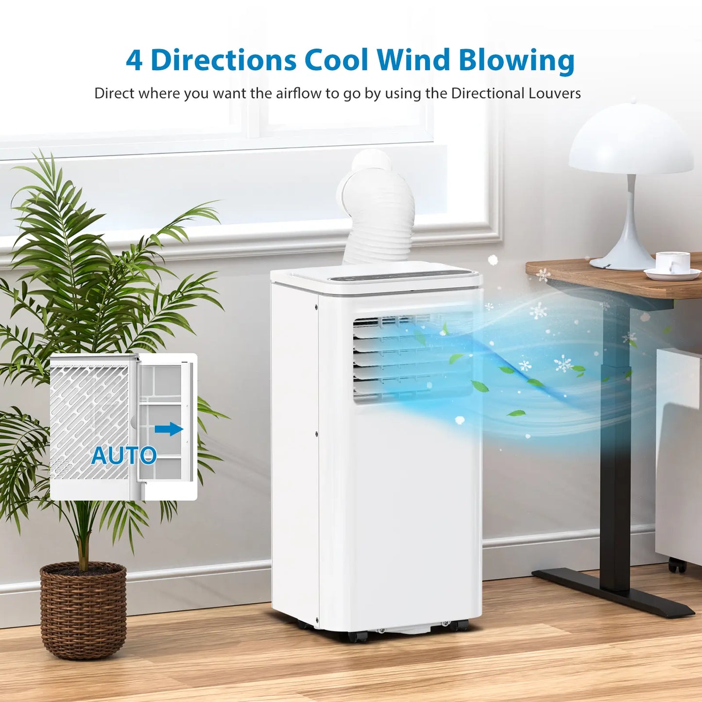 Garvee 14K/10K/8K BTU Fast & Quiet Cooling Portable Air Conditioner, 4‑In‑1 AC Unit with Dehumidifier & Fan, LED/LCD Display, Remote Control, 24H Timer, 4‑Way Swing, 360° Wheels & Window Kit for Bedroom Office Home