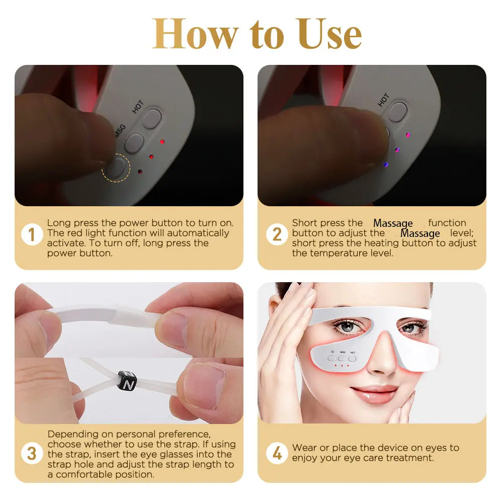 Eye Massager Wearable Heated Eye Care Device, Under-Eye Relax Massage Tool Beauty Device