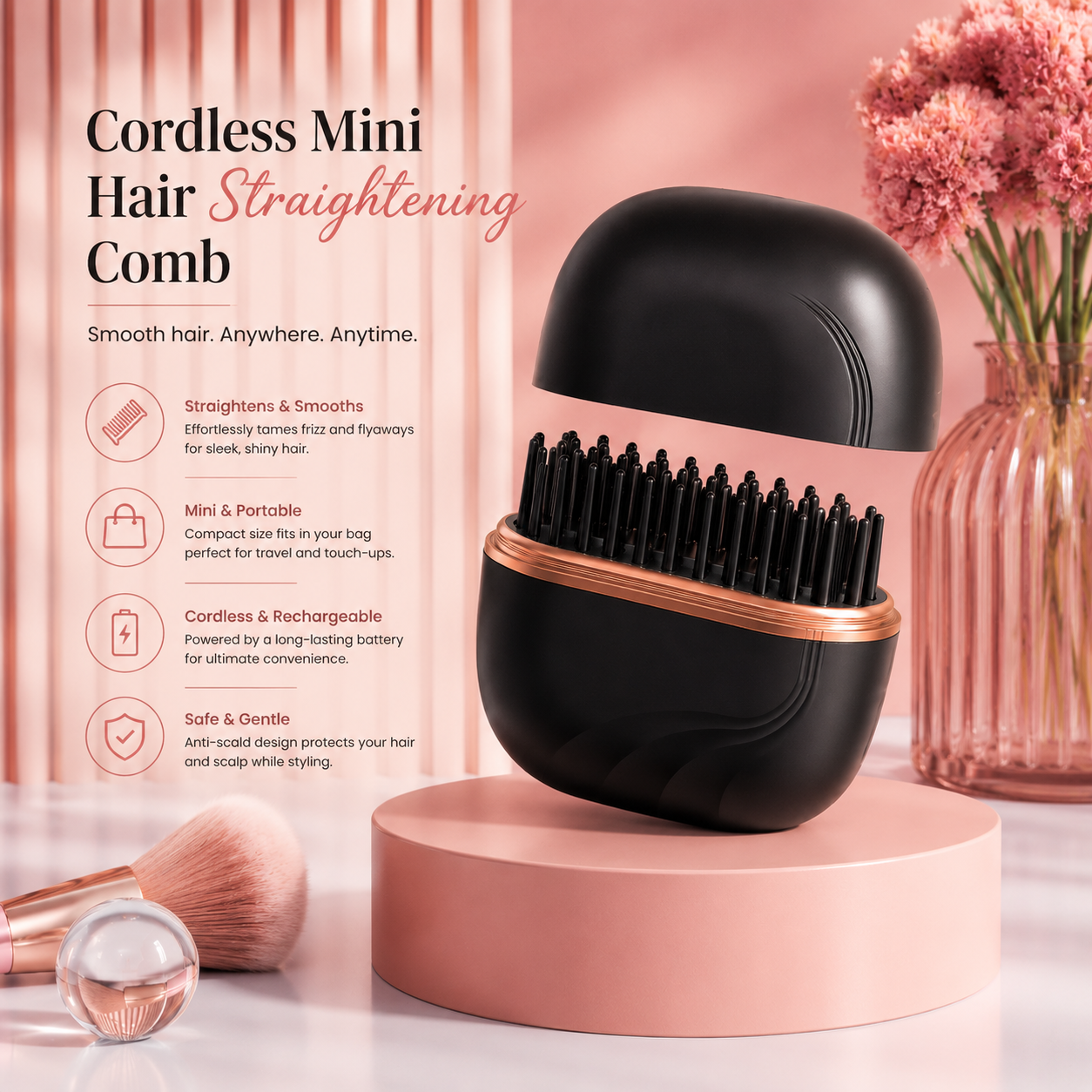Cordless Mini Hair Straightening Comb