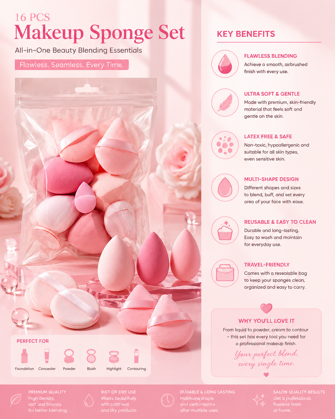 14-Piece Ultra-Soft Makeup Sponge Set