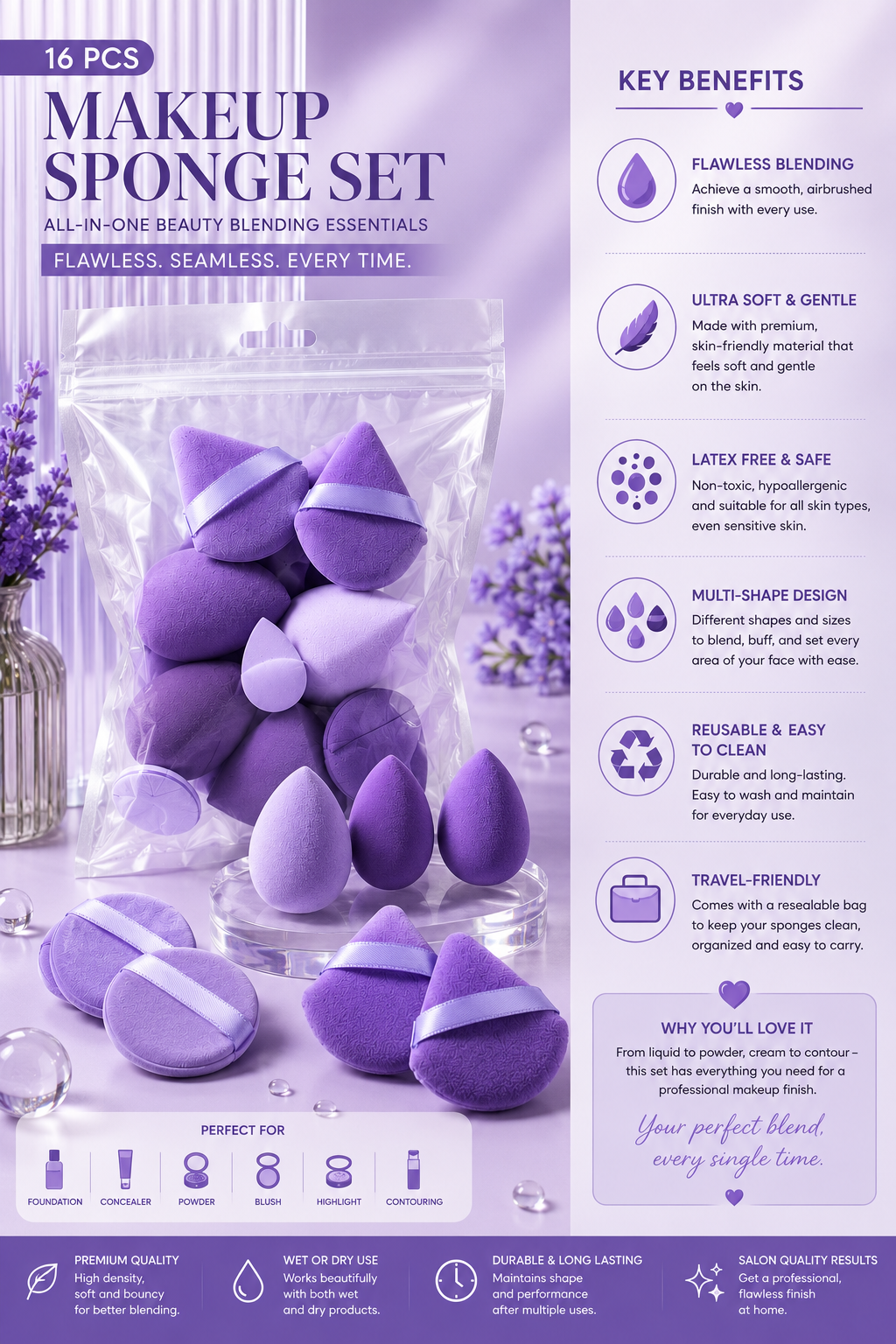 14-Piece Ultra-Soft Makeup Sponge Set