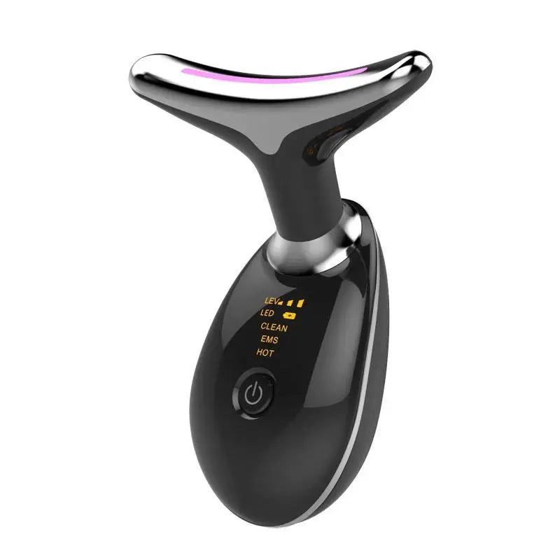 Rechargeable Dolphin Facial & Neck Massager - 3-Color LED Light Therapy, Heated EMS Microcurrent Facial Beauty Instrument for Skin Tightening, Wrinkle Reduction, Acne & Pimple Care, Abs Stimulation Support