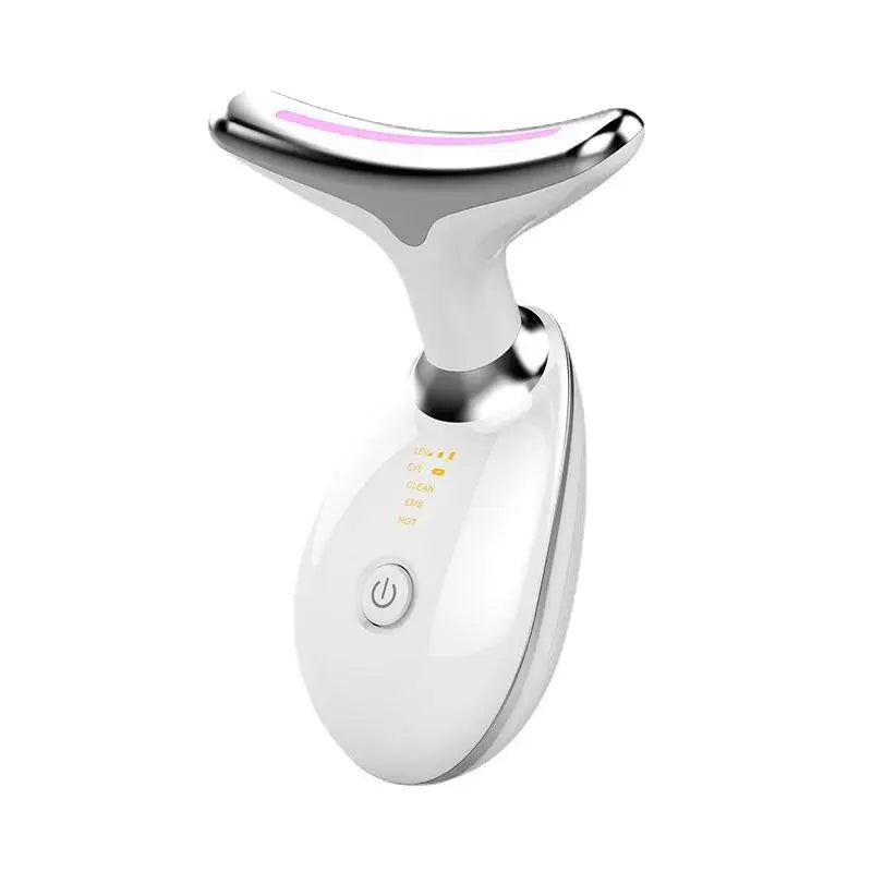 Rechargeable Dolphin Facial & Neck Massager - 3-Color LED Light Therapy, Heated EMS Microcurrent Facial Beauty Instrument for Skin Tightening, Wrinkle Reduction, Acne & Pimple Care, Abs Stimulation Support