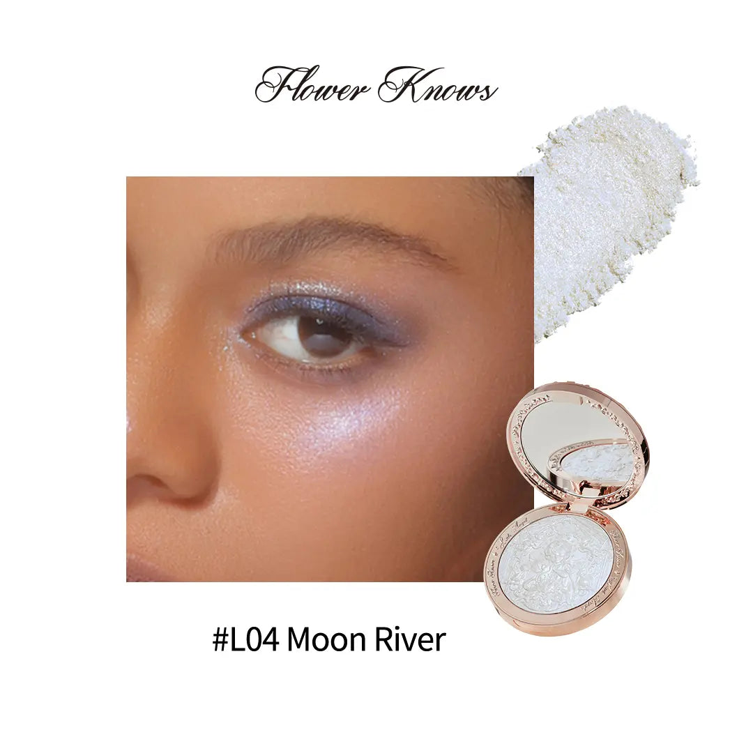 Flower Knows Little Angel Collection Embossed Highlighter for Adults - Shimmer, Silky, Long-Lasting, Dewy Radiance, Natural Glow, Touch-Up Makeup Cosmetic