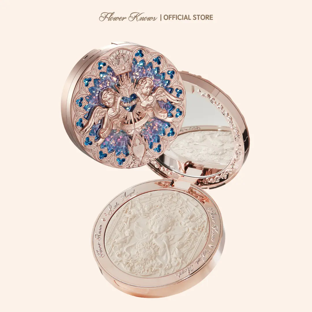Flower Knows Little Angel Collection Embossed Highlighter for Adults - Shimmer, Silky, Long-Lasting, Dewy Radiance, Natural Glow, Touch-Up Makeup Cosmetic