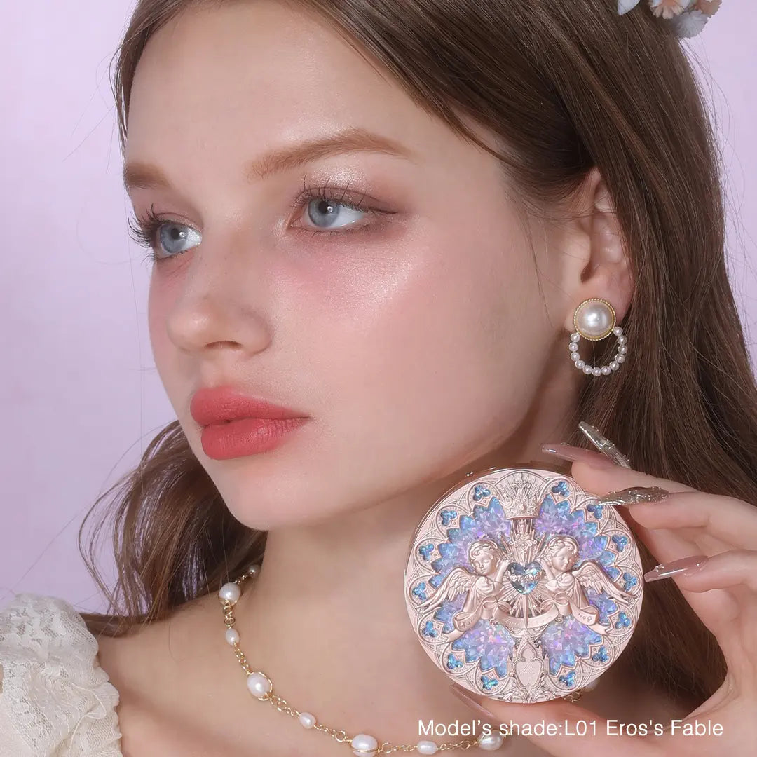 Flower Knows Little Angel Collection Embossed Highlighter for Adults - Shimmer, Silky, Long-Lasting, Dewy Radiance, Natural Glow, Touch-Up Makeup Cosmetic