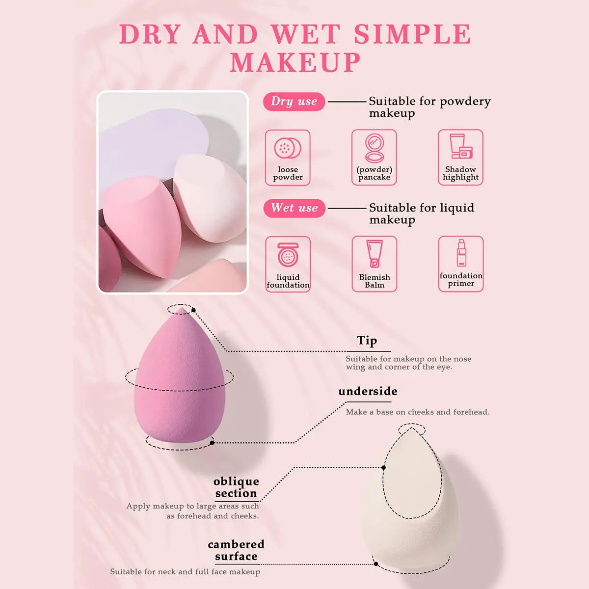 Makeup Sponge & Powder Puff Set, Multifunctional Soft Makeup Sponge & Powder Puff, Makeup Product for Women & Girls