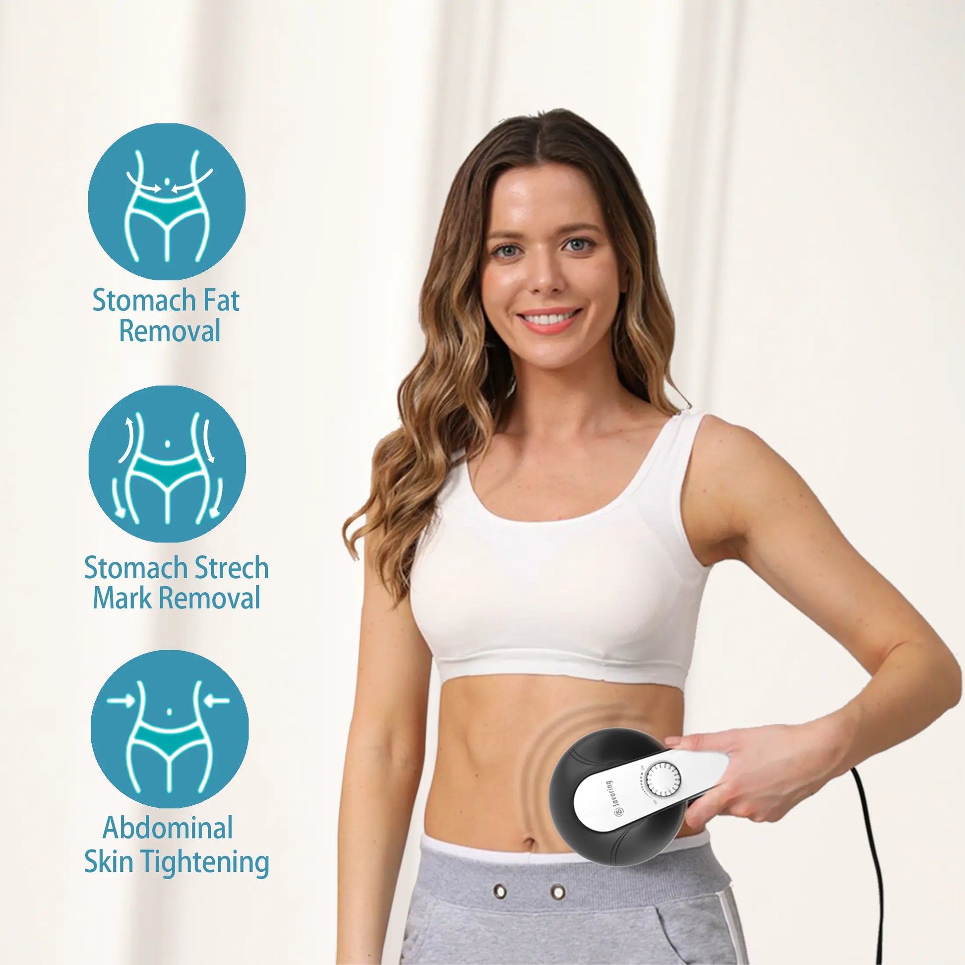 DS SAVORING Body Sculpting Machine, Handheld Cellulite Massager, Body Shaper for Women, Lymphatic Drainage Massage for Stomach Belly Thighs Arm Butts with 8 Massage Heads Attachment 2 Mesh Covers Comfort