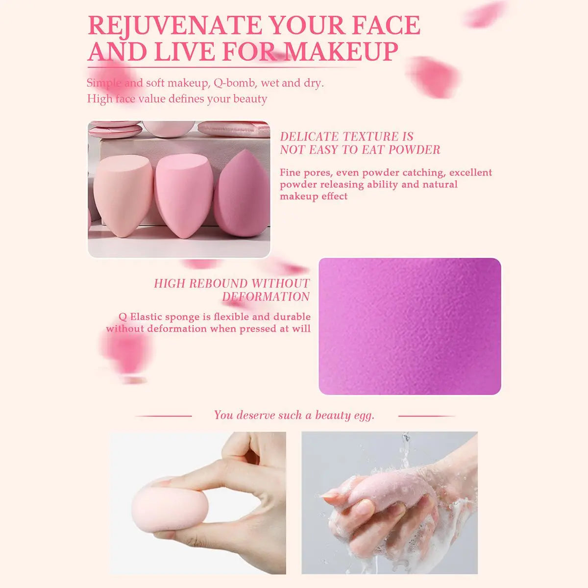 Makeup Sponge & Powder Puff Set, Multifunctional Soft Makeup Sponge & Powder Puff, Makeup Product for Women & Girls