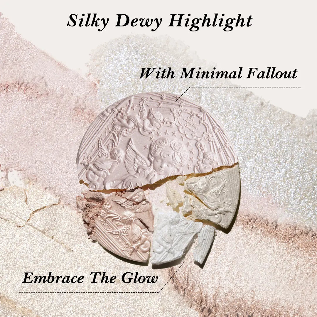 Flower Knows Little Angel Collection Embossed Highlighter for Adults - Shimmer, Silky, Long-Lasting, Dewy Radiance, Natural Glow, Touch-Up Makeup Cosmetic
